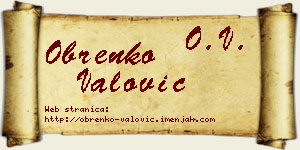 Obrenko Valović vizit kartica